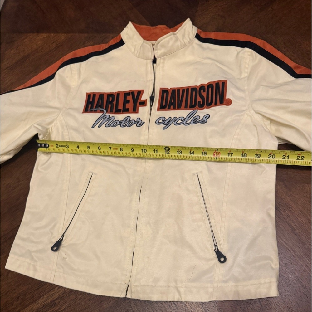 Harley-Davidson Cream and Orange Racing Stripe Motorcycle Jacket - Picture 5 of 5